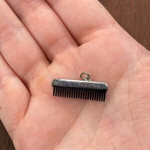 Vintage Beau 925 Sterling Silver Hair Comb Pendant Bracelet Charm